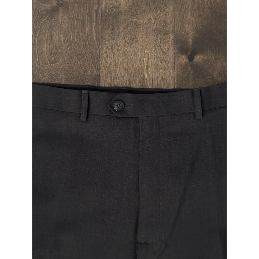 Haggar Repreve Mens Flat Front Dress Pants Size 44X32 Dark Grey Expandable Waist